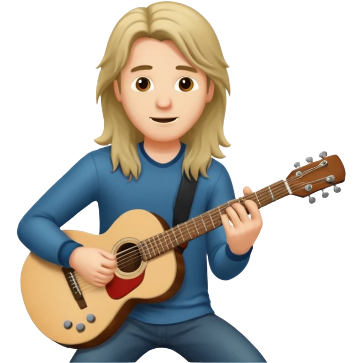 Guy with long hair guitarist emoji