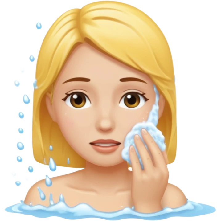 a female washing  her face emoji