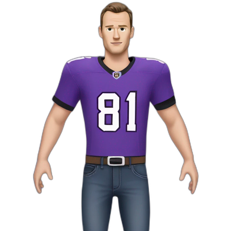 Jonathan Toews wearing a purple shirt and jeans  emoji