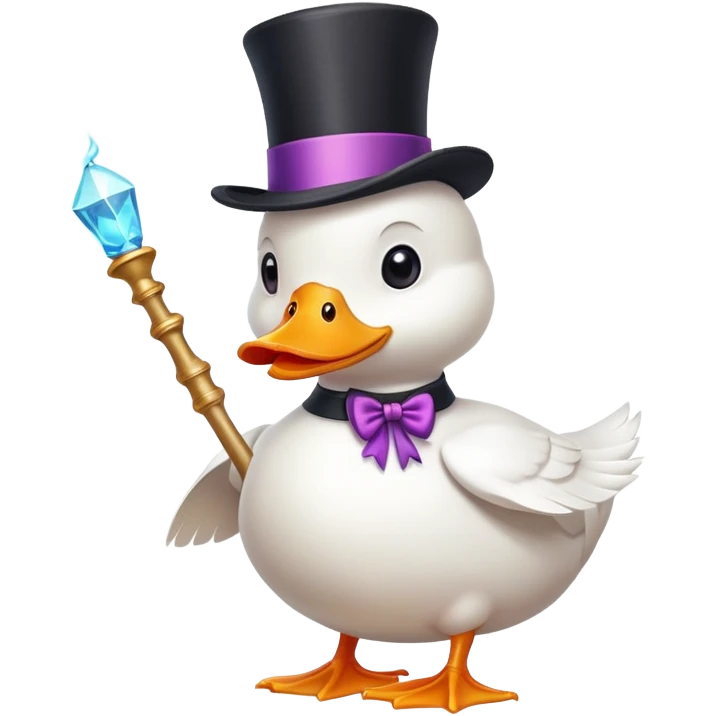 White Duck with top hat and magic stick emoji
