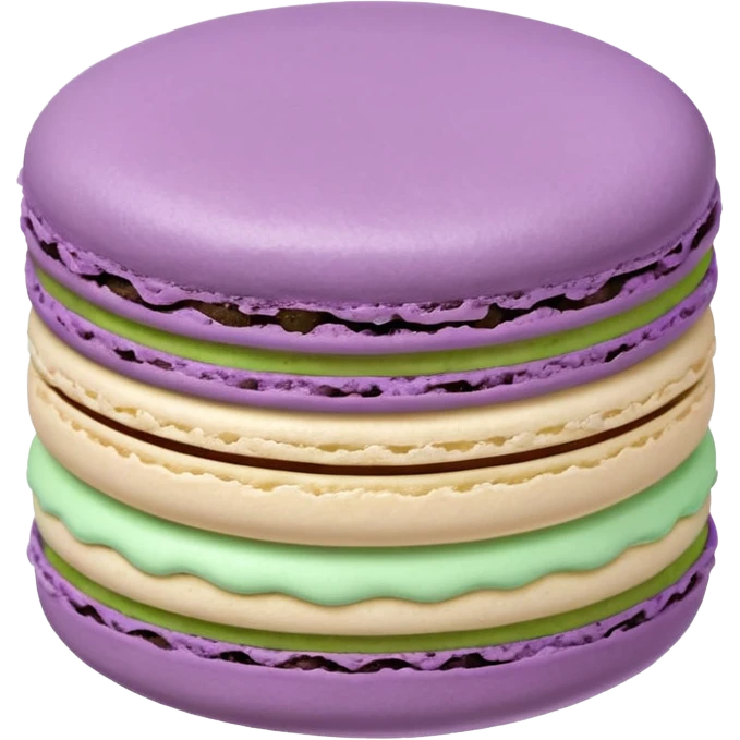 Realistic pastel purple macaroon with pastel green and pastel white fillings emoji