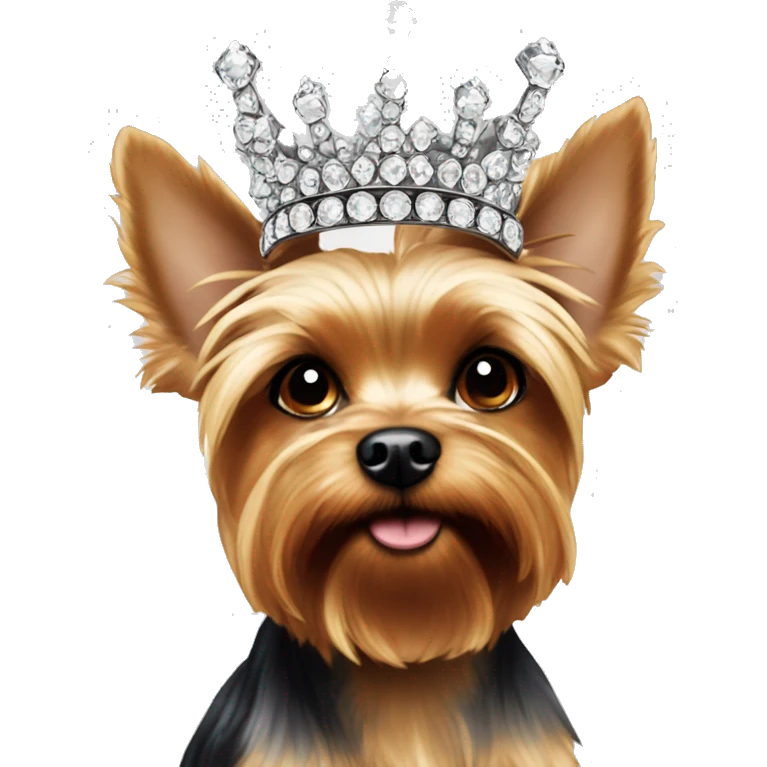 Yorkie's head in a crown of diamonds emoji