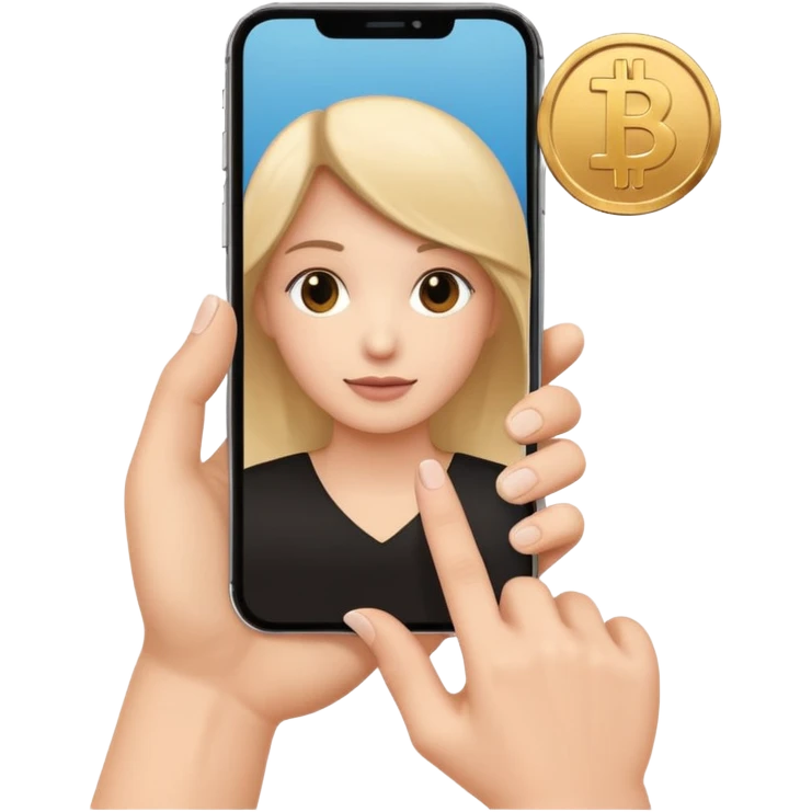 hand holding a phone showing a play icon and coin emoji