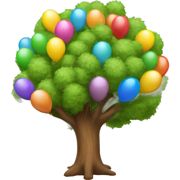 Tree with birthday balloons emoji