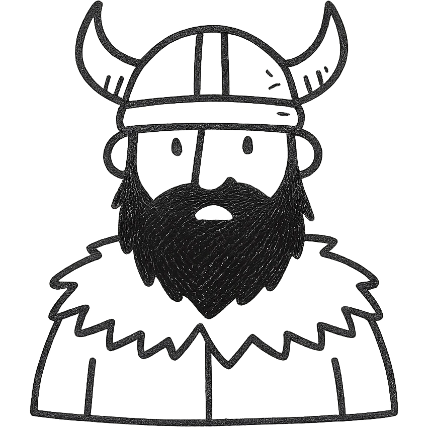 viking with black beard and fur coat icon emoji