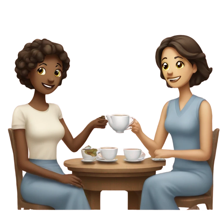 Woman with couple od tea emoji