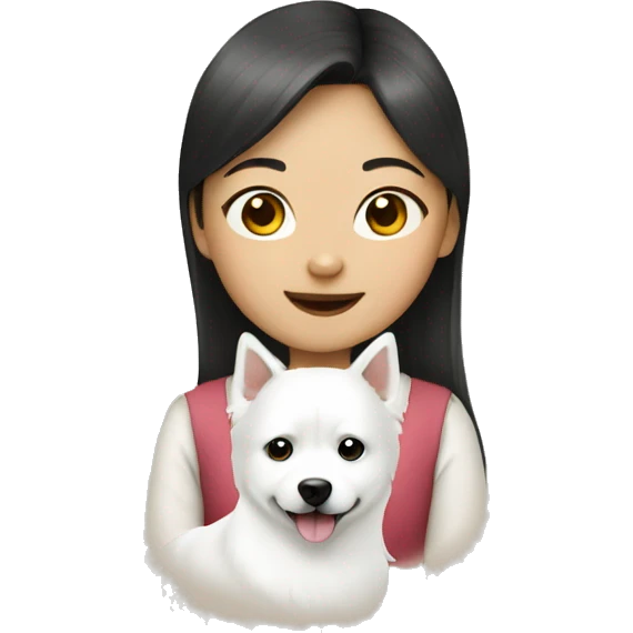 asian girl with Japanese spitz dog emoji