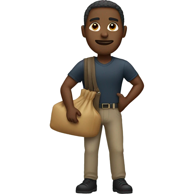 Black man holding a blag bag emoji