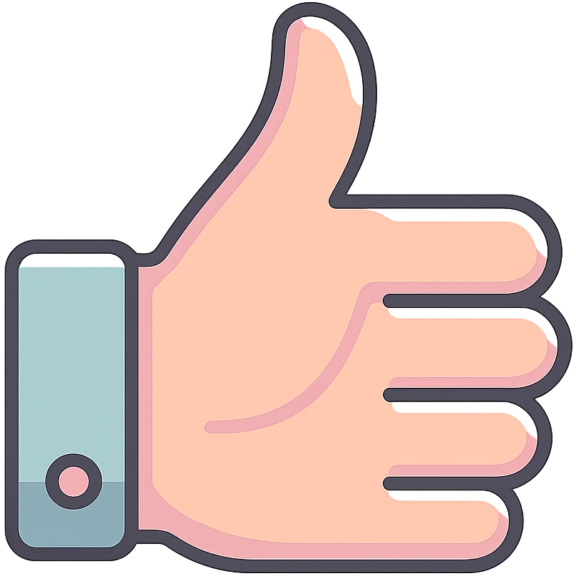 thumbs up side view, icon-color-outlined style, thin clean outlines, soft rounded shapes, pastel palette #98B5BC, #B5B3C1, #C9A3C9, #E4C0CA, #F7DCD1, #F7C0AA, detailed shadows and highlights, soft lighting, no background, variant 2 emoji