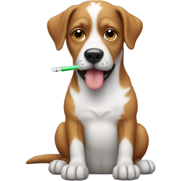Dog having a vape emoji