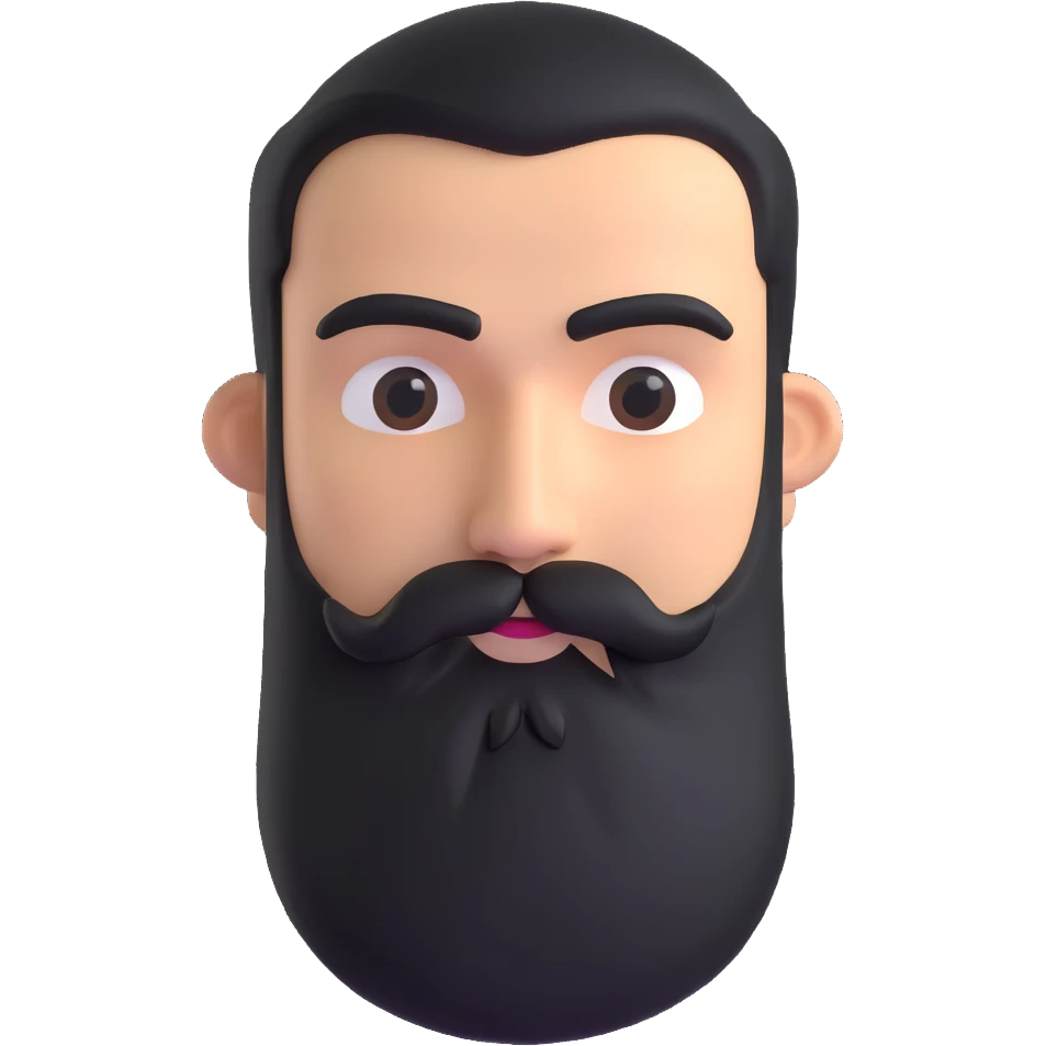 detailed 3d man with full beard and prominent unibrow emoji