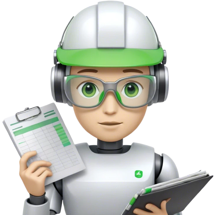 human like robot accountant with Green eyeshades visor holding spreadsheets emoji
