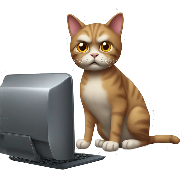 cat angry at computer emoji