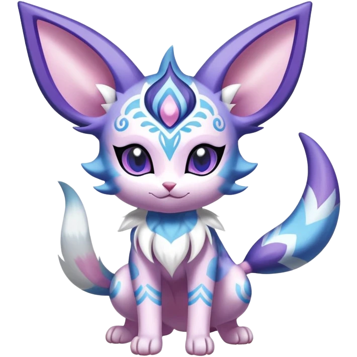 Shiny Exotic Cute Espeon-Sylveon-Purrloin-Meowstic-Hybrid-Creature with pattern-markings emoji