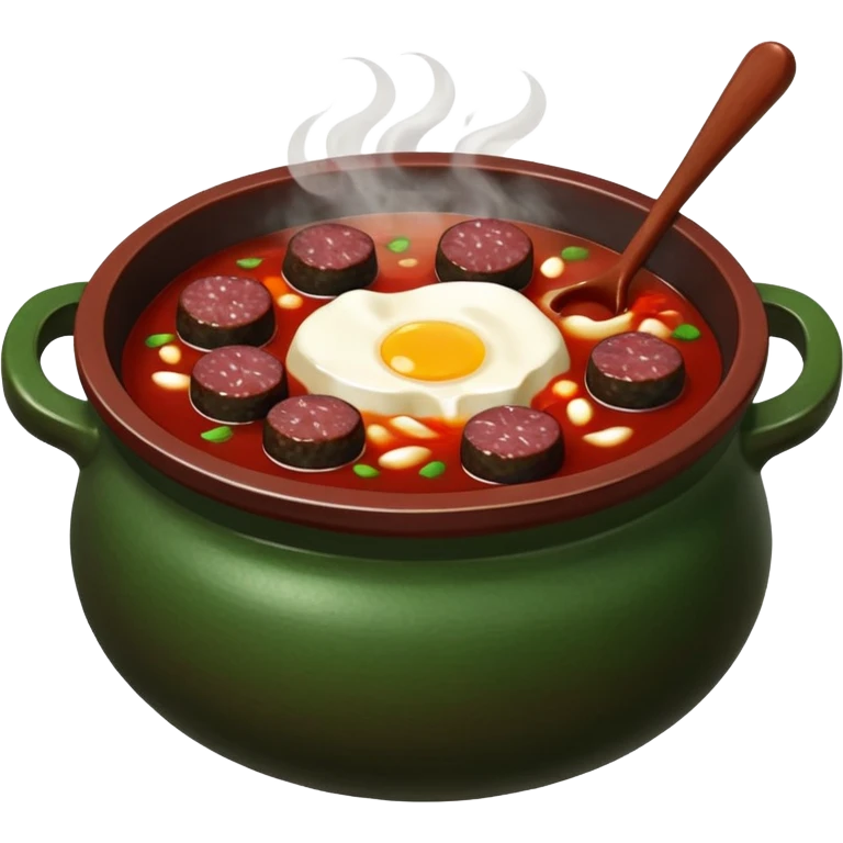 steaming hot bowl of Korean sundae gukbap blood sausage soup in traditional earthenware pot emoji