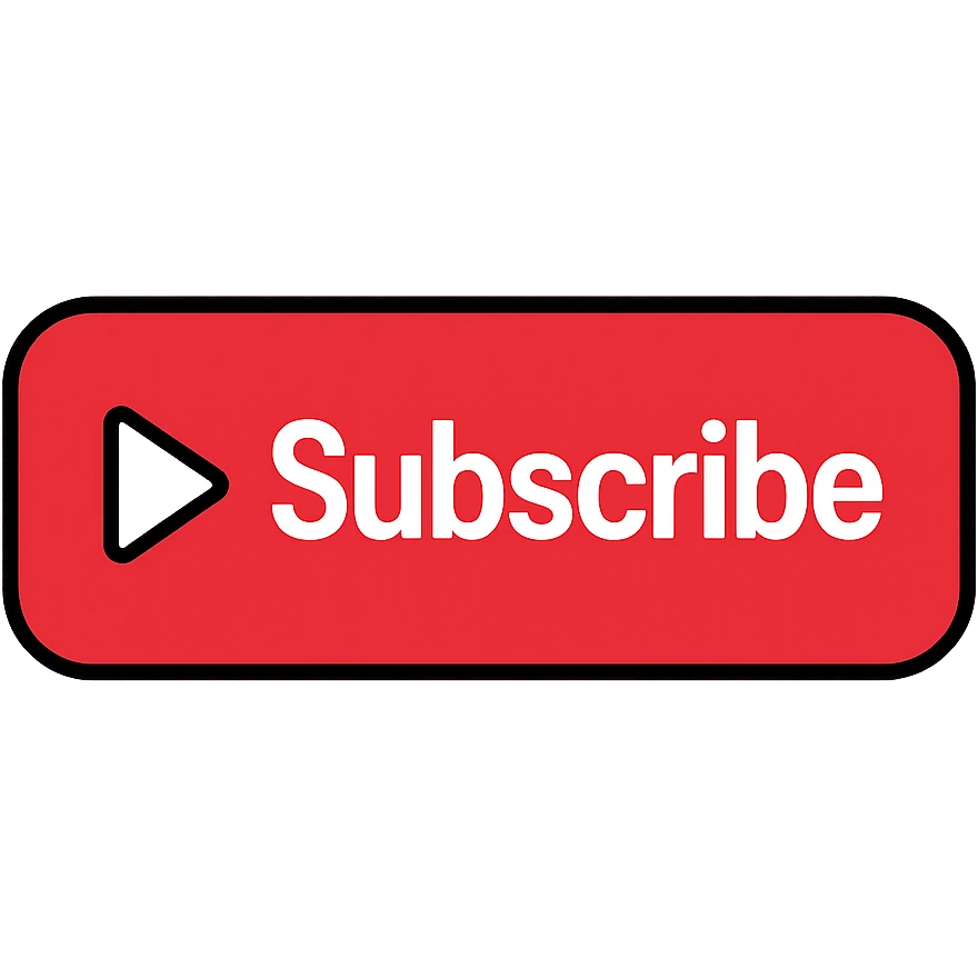 Make the button a vivid YouTube red, keep the white play icon and 'Subscribe' label, minimalist, flat, no gradients, with no background. emoji