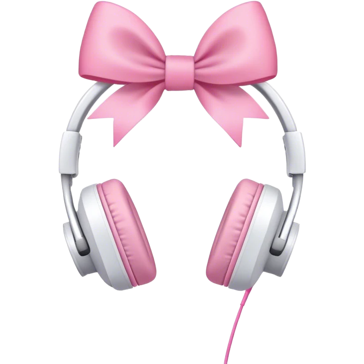 White aesthetic headphones with pink bow emoji