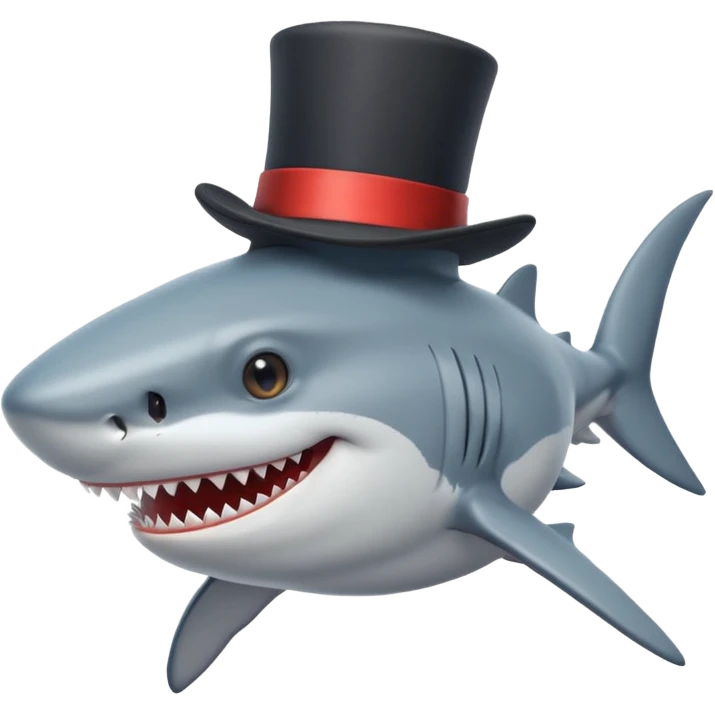Shark with a top hat emoji
