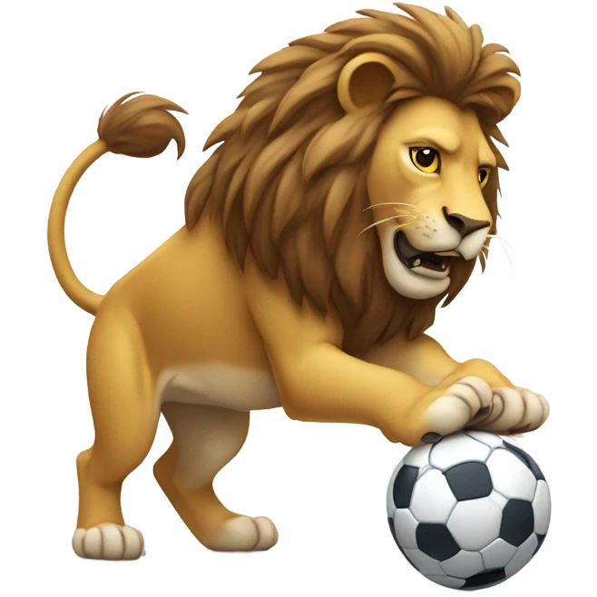 Sad lion playing football emoji