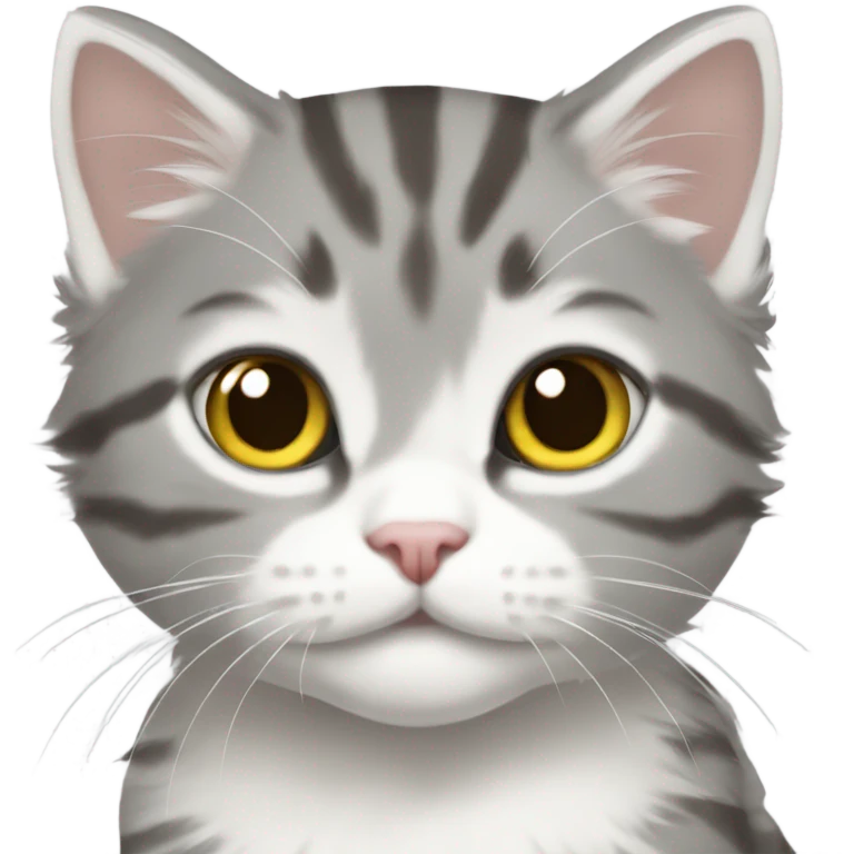 grey and white tabby kitten  long hair emoji