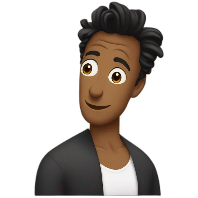 Simon Baker kiss-kiss a black girl brown eyes and sblack hair in a bun emoji