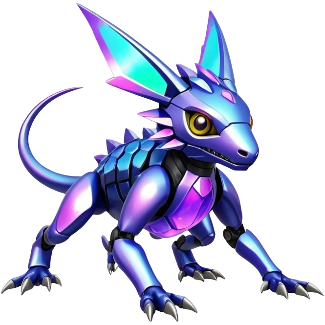  exotic shiny colorful futuristic modern cyber-Fakémon-Digimon-Trico-Vernid-creature emoji
