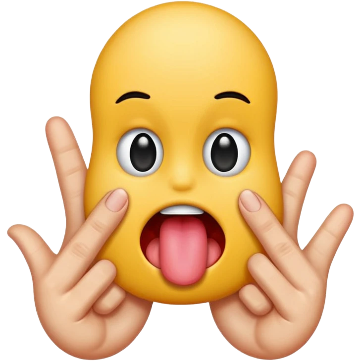 Tongue sticking out between fingers emoji