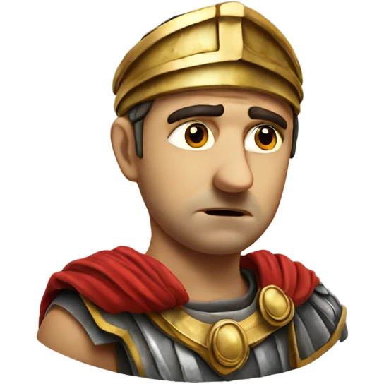 A sad Roman legionary holding his head photorealistic emoji
