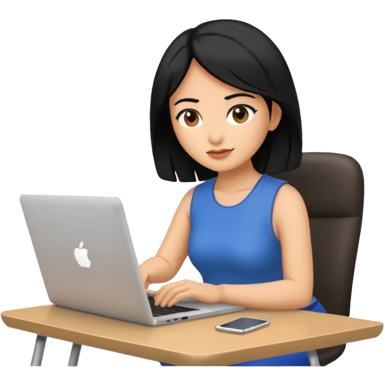 a woman editing a video on a laptop emoji