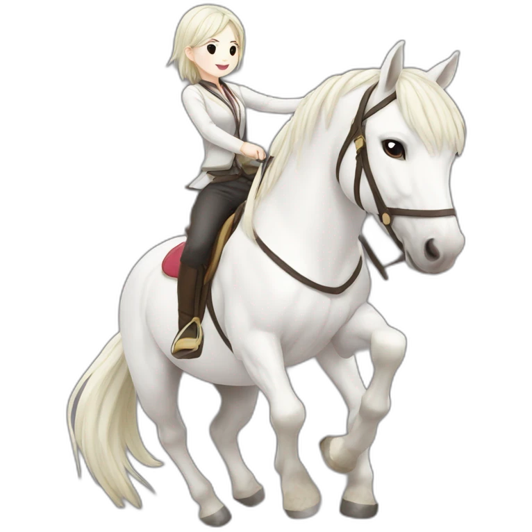 white horse riding japanese cute girl emoji