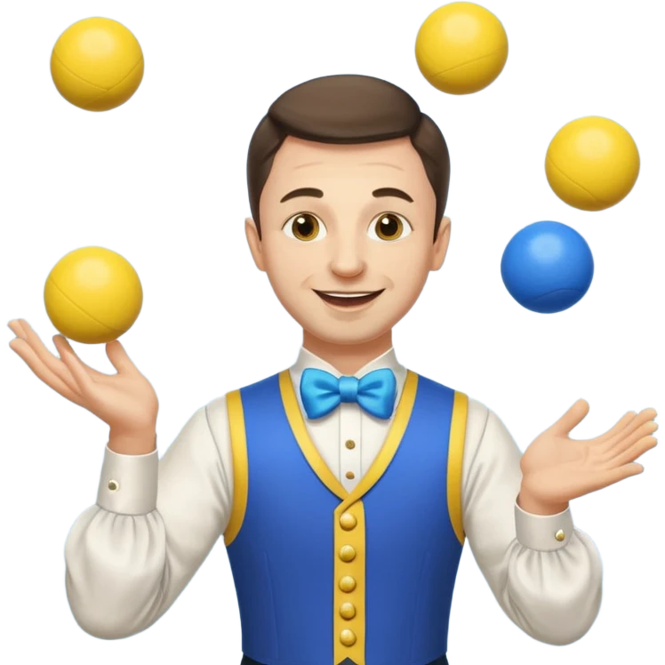circus juggler zelensky juggling two balls blue and yellow emoji