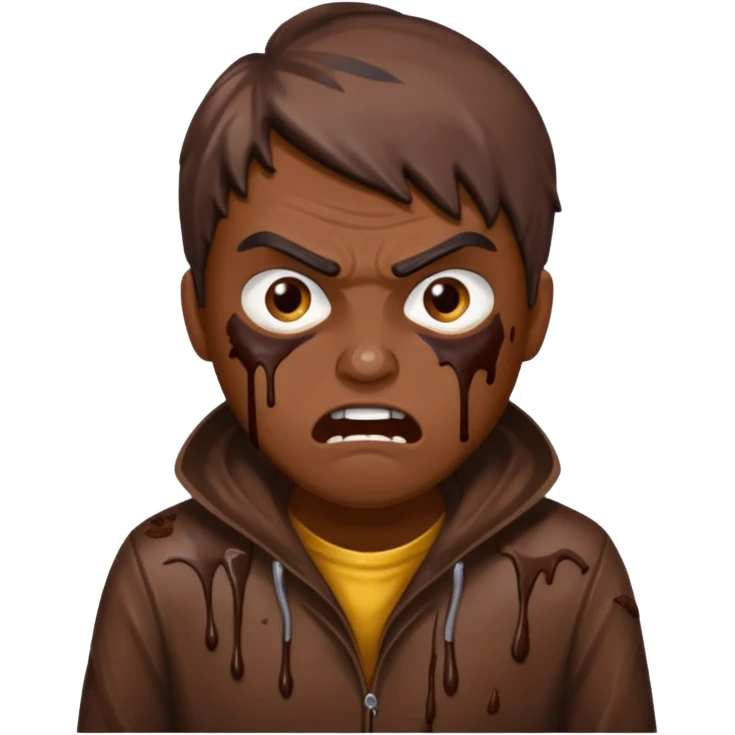 Rahjeed covered in muddy chocolate angry emoji
