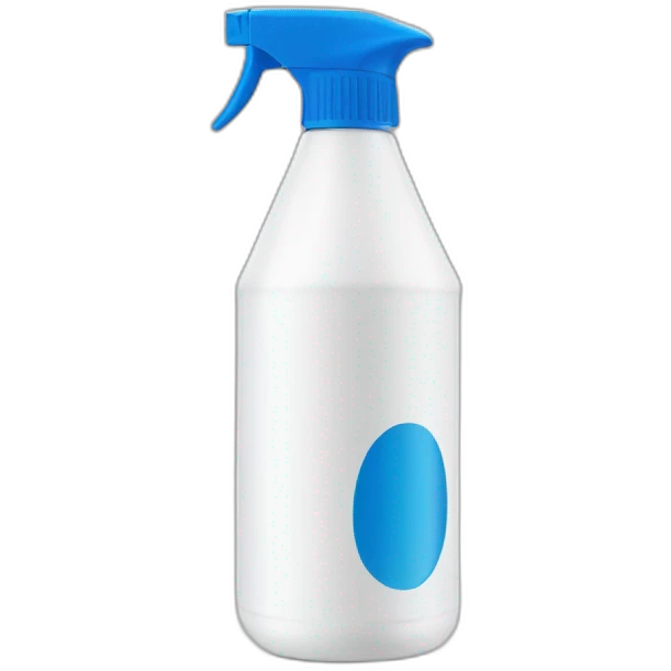Thin metal All purpose cleaner bottle, white, blue logo emoji