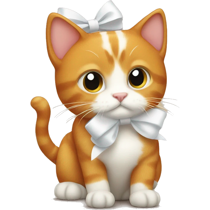 Ginger cat with a white bow emoji