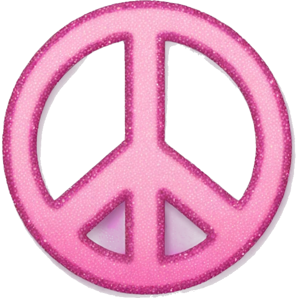 pink sparkly peace sign emoji