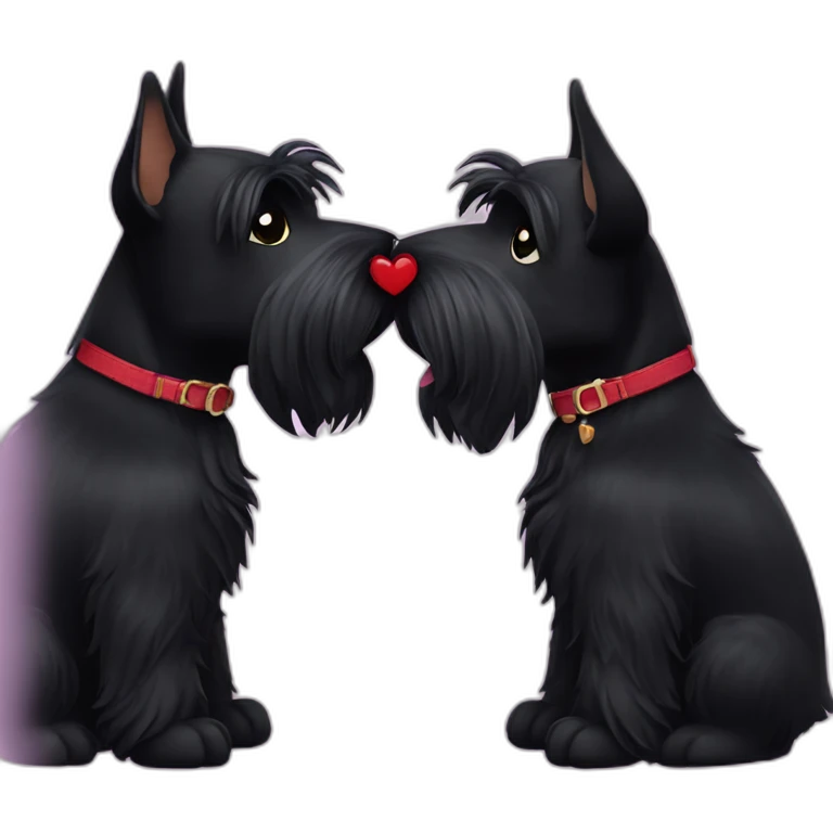 Two black Scottish terrier kissing emoji
