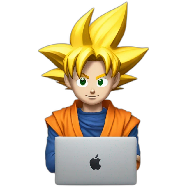 Goku with a mac book  emoji