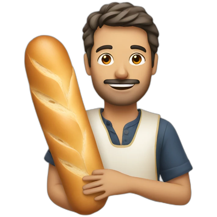 french man holding a baguette emoji