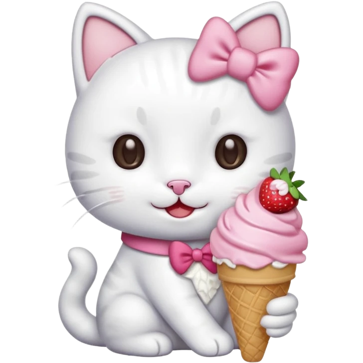 Hello kitty eating icecream emoji