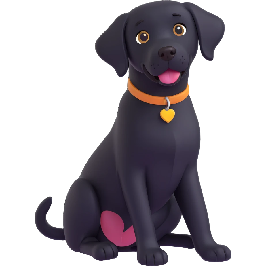 black Labrador retriever, friendly expression, sitting emoji