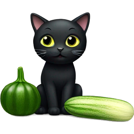 Black cat with zucchini emoji