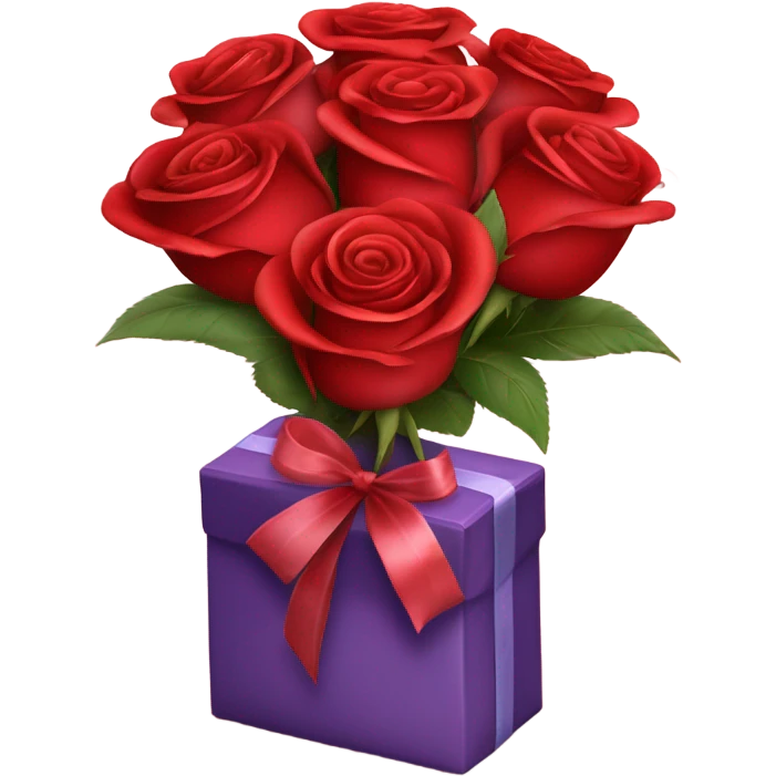 Bouquet of red roses in luxurious package for Valentine’s Day  emoji