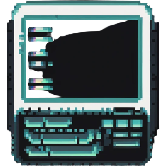 32x32 cyberpunk document file icon with digital glitch effect, retro computer style emoji
