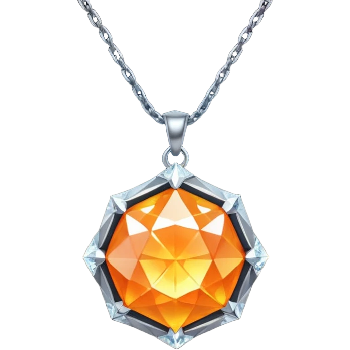 Fantasy Magic Orange Necklace Diamonds Low Poly emoji