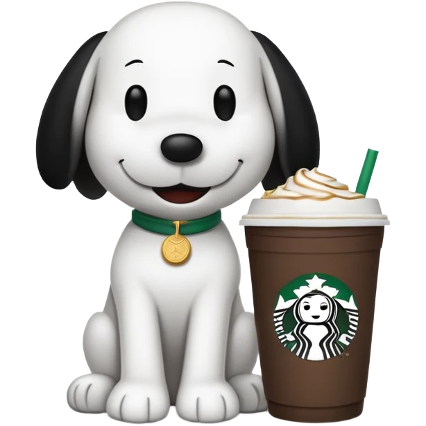 Snoopy with a starbucks emoji