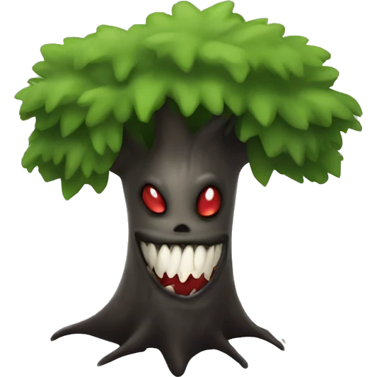 Tree with vampire teeth emoji