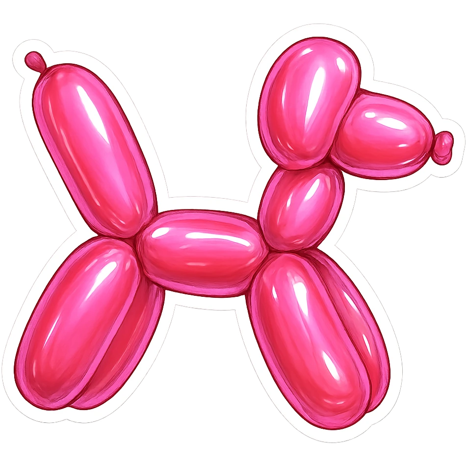 pink sticker, balloon style, inflated look emoji