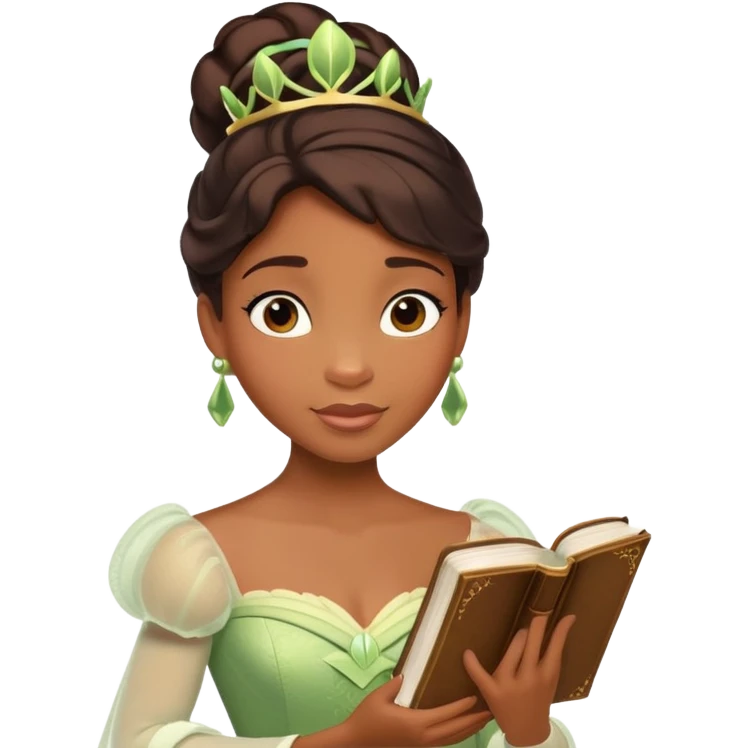 Tiana from Princess and the Frog holding a Bible emoji
