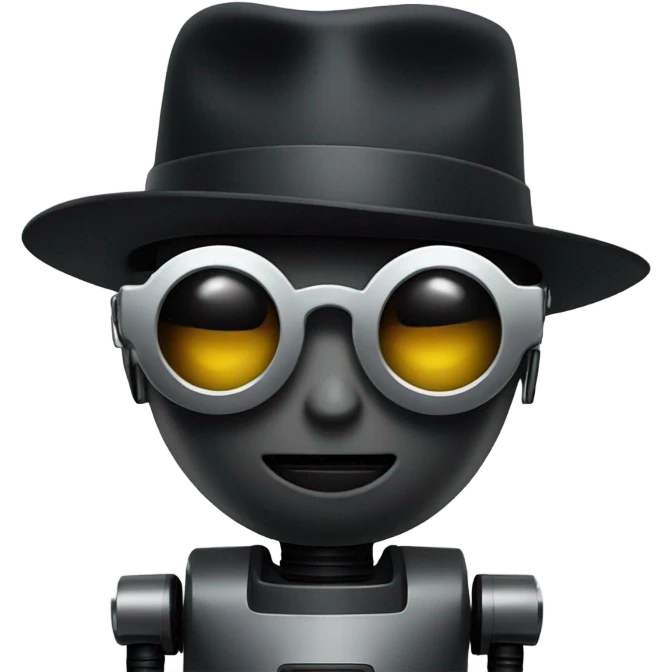 Robot with black hat and black sunglasses emoji