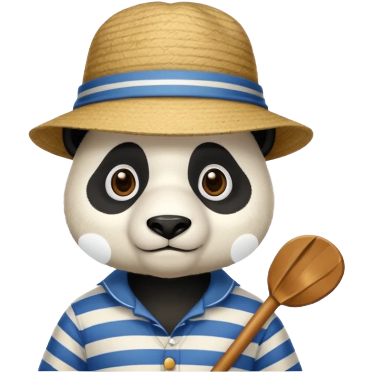 panda wearing gondolier striped shirt and hat emoji